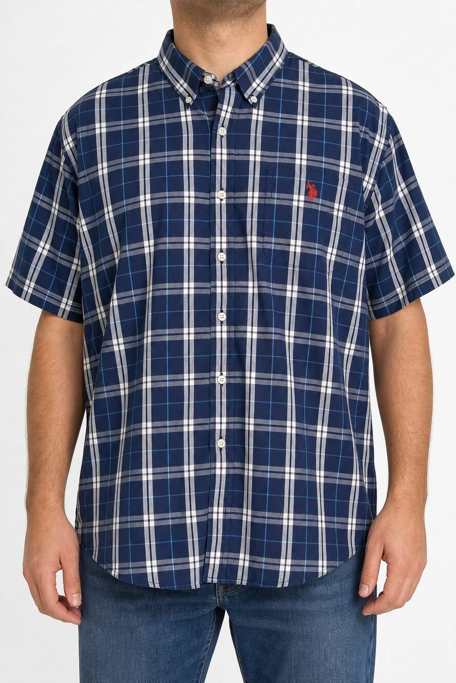 U.S. Polo Assn Mens Plaid Short Sleeve Button Down Shirt XXL Preppy Collegiate